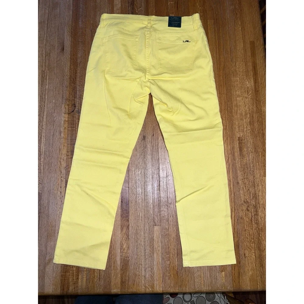 LRL Ralph Lauren Jeans Women 10P Petite Yellow Denim Classic Straight‎ Leg Jean